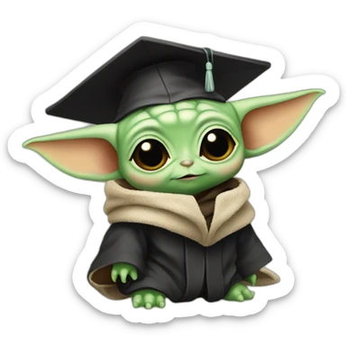 baby yoda with a mortarboard sticker