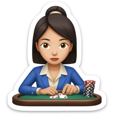 A gambling addict southeast Asian woman sticker