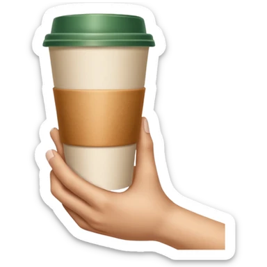 A emoji, ultra-clean and high-resolution, showing a single hand extended forward holding a paper cup, inspired by Michelangelo’s “Creation of Adam”. sticker