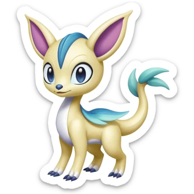 Shiny colorful glossy soft smooth silky adorable Meloetta-Sergal-Cresselia-Palkia-Stitch-Fakémon-creature-hybrid sticker