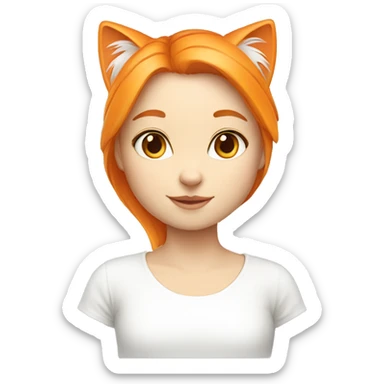 Girl 30years white/ orange cat sticker