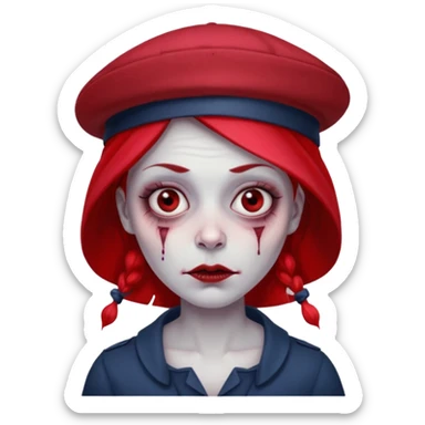 parisian zombie french woman red hat sticker