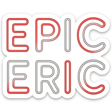Make the neon sign 'epic eric' animated with a red and white glow on a transparent background. The animation should highlight the neon effect with vibrant red and white glowing lights. sticker