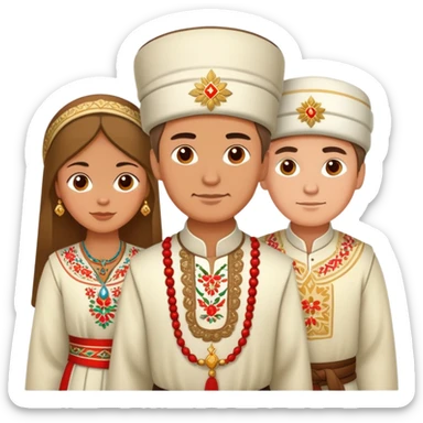 Three Russian people in traditional clothing as a group sticker