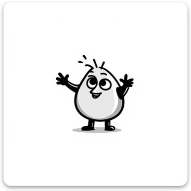 caricatured replay symbol with silly googly eyes and black cartoonish arms and legs, lively and animated sticker