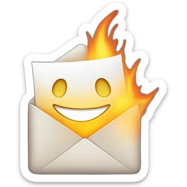 Iphone mail with the notification flaming sticker