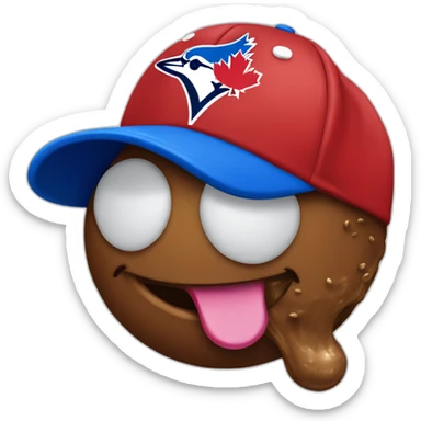 poop wearing a toronto blue jays baseball cap sticker