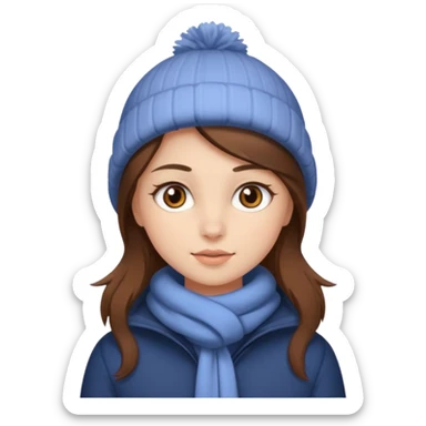 Niña  pequeño ojos castaños, pelo castaño, ropa invierno sticker