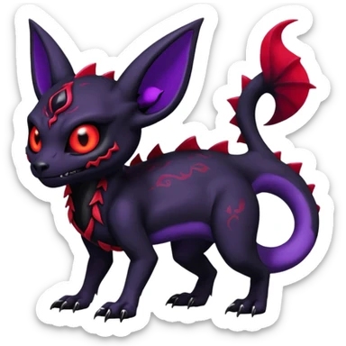 Edgy Spooky Gothic Evil Duskull-Salandit-Umbreon-Fakémon-hybrid-creature (full body)  sticker