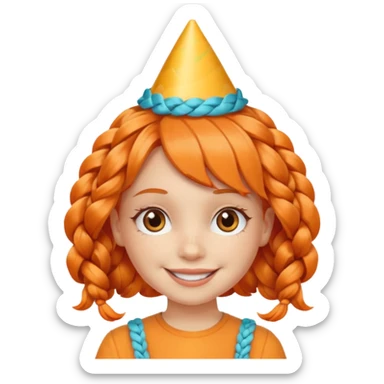 party hatted orange braided haired girl sticker