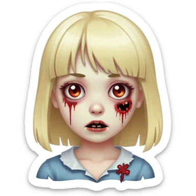 cute zombie girl with blonde hair and bangs sticker
