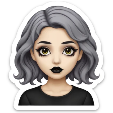  Beige olive skin  grey wavy hair black lips goth girl sticker