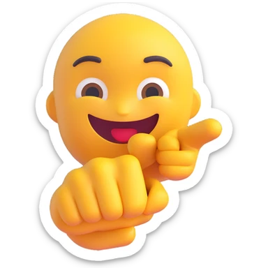 3D emoji, finger pointing at you, Microsoft fluent style, friendly, clear details sticker