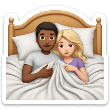 Black man and white woman naked in bed having sex sticker