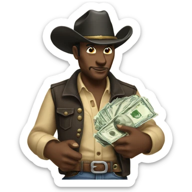 Cowboy Gambler winning money sticker