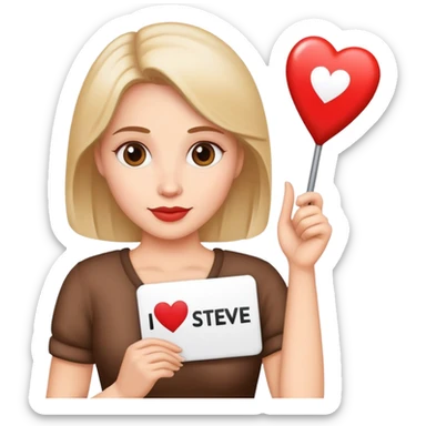 Lady with an I love Steve sign  sticker
