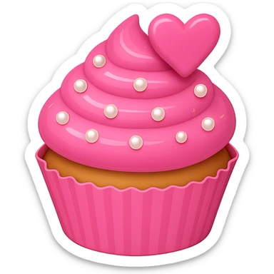 Remove the stars from the image. Keep the cupcake pink with pearls. The style should resemble emoji style. Remove the background completely. sticker