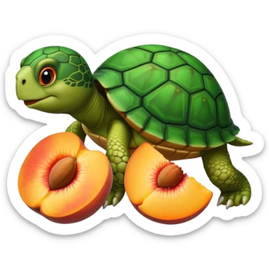 Turtle eating peaches  sticker