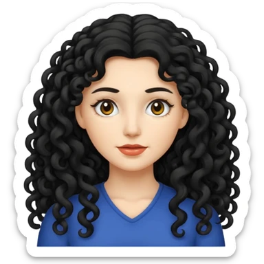 mujer blanca con cabello largo rizado negro sticker