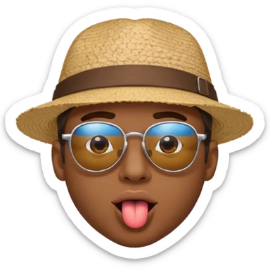 un homme de face qui tire la langue et a les yeux vers le ciel sticker