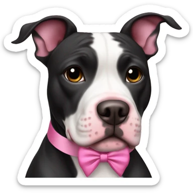 Black and White Pitbull with Pink Bow sticker