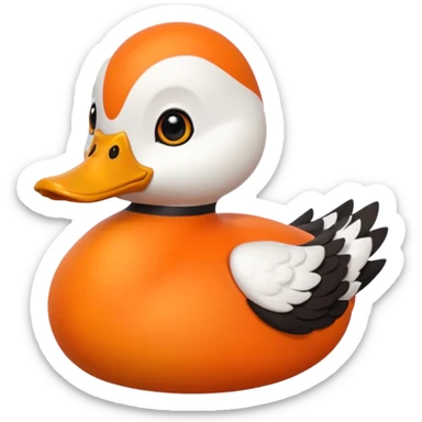 orange whit duck beak and black dot eyes cartoon style sticker
