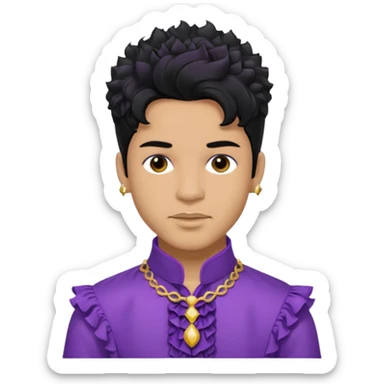 Prince Rogers Nelson olive skin, black hair, brown eyes, purple outfit sticker