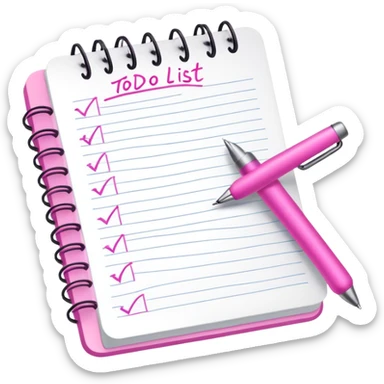 a hand writing a to-do list with a pink pen in a notebook sticker