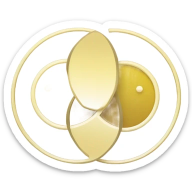 two overlapping circles in a rich yellow color (#FFD700). The circles should be identical in size and overlap by about 30-40% in the center, creating a vesica piscis shape. The design should be clean and minimal with a solid fill sticker