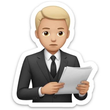 male office doubt face looking at paper sticker