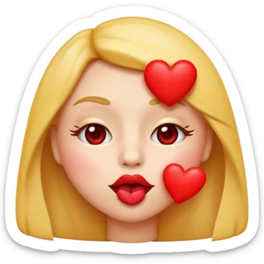 Emoji, face blowing a kiss, puckered lips, small heart sticker
