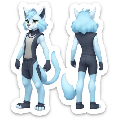 Anthropomorphic Anthro Pastel Blue Sona Lynx-Fakémon Furry Full Body sticker