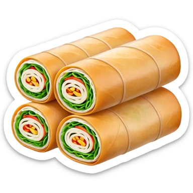One Thai uncooked spring roll, Apple emoji style, no background, in 1x1 format sticker