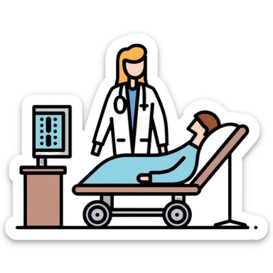 medical sleep lab with patient connected to sleep monitoring equipment for polysomnography sticker