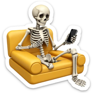 Sad Skeleton Grabs A No Wifi Cellphone And Hotspot sticker