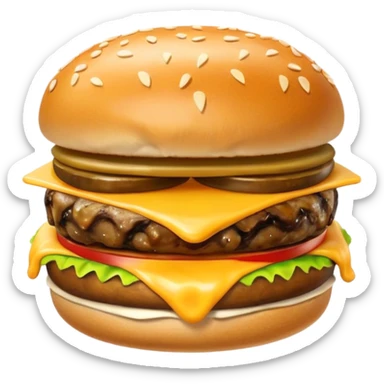 mushroom burger object icon, sauteed mushrooms, beef patty, melted cheese, sesame bun, 3D cartoon, mobile game icon style, clean background, no text, no watermark
 sticker