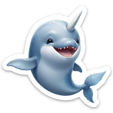 Cinematic Cute Yawning Cute Narwhal Portrait Emoji, Head tilted slightly with a dramatic, wide-open yawn, showcasing a streamlined, elegant body with a gracefully curling tusk and sleepy, half-closed eyes, Simplified yet irresistibly adorable features, highly detailed, glowing with a soft, cozy oceanic glow, high shine, relaxed yet expressive, stylized with a hint of whimsical marine ease, soft glowing outline, capturing the essence of a drowsy yet affectionate cute narwhal that appears ready to stretch and yawn its way out of the screen! sticker