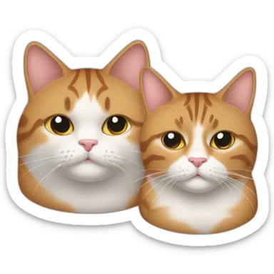 Two fat cats, one tabby and one white sticker