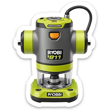 ONE+ 18V Cordless Compact Fixed Base Router RYOBI with gray base with battery sticker