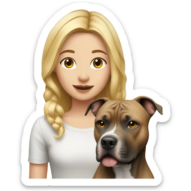 Blonde girl with american staffordshire terrier sticker