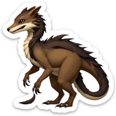Brown and beige badass elegant wild beautiful natural cute badass epic exotic anthro modern furry 2-legged sergal-vernid-creature, full body, dark-brown-black-gradient pretty hair, aesthetic, art by LiLaiRa, art by art by Falvie sticker