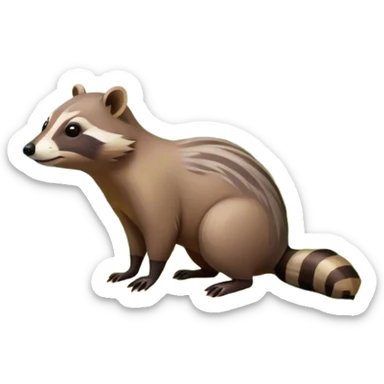 Collage of a raccoon and capybara in a lush, vibrant forest. The raccoon curiously looks around, while the capybara rests peacefully near a stream. The forest is full of green trees, leaves, and soft sunlight. A serene and natural background. sticker