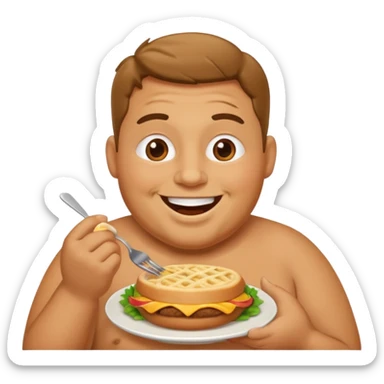 funny and full faty body man eat sticker