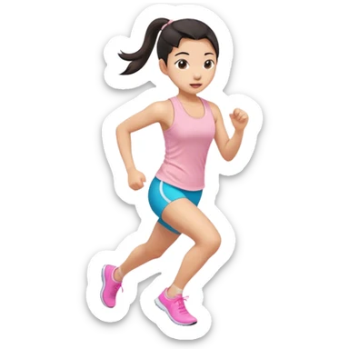 asian girl ponytail light pink tank top running sticker
