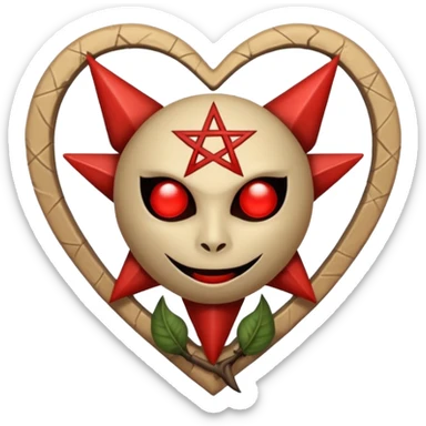 beige heart satanic sticker