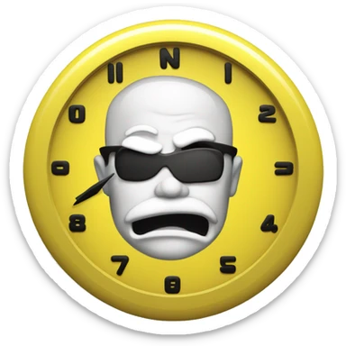 I want you to make a round wall clock, white inside and yellow outside.  sticker