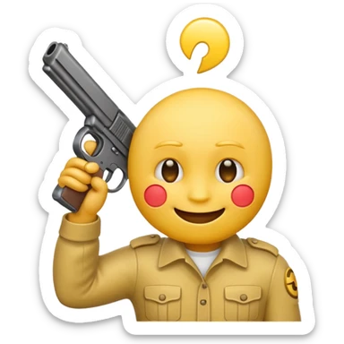 It should look like the standard smiling emoji which is ironically holding a gun pointed to his head/face so that it looks like he wanted to shoot himself ( this is ironically and it should show that i could shoot me in the head because its so embarrassing) sticker