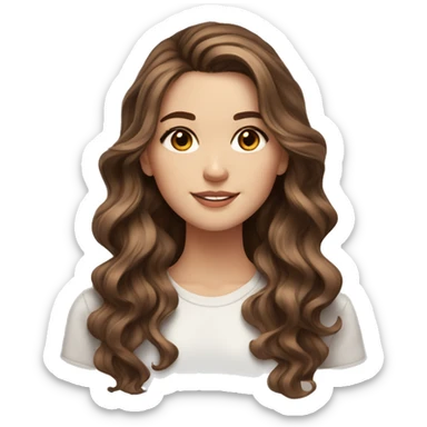 White girl brown eyes with long wavy brown hair with brown highlights balayage  sticker