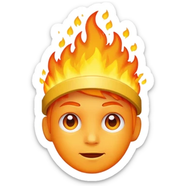 🙂🔥 cobine the two put the fire on topp of the head nothing more nothing less, stop with the ai don’t make it look like a person  sticker