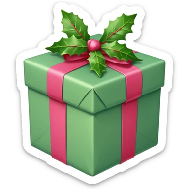 christmas gift with mistletoe magic color and peppermint pink bow sticker